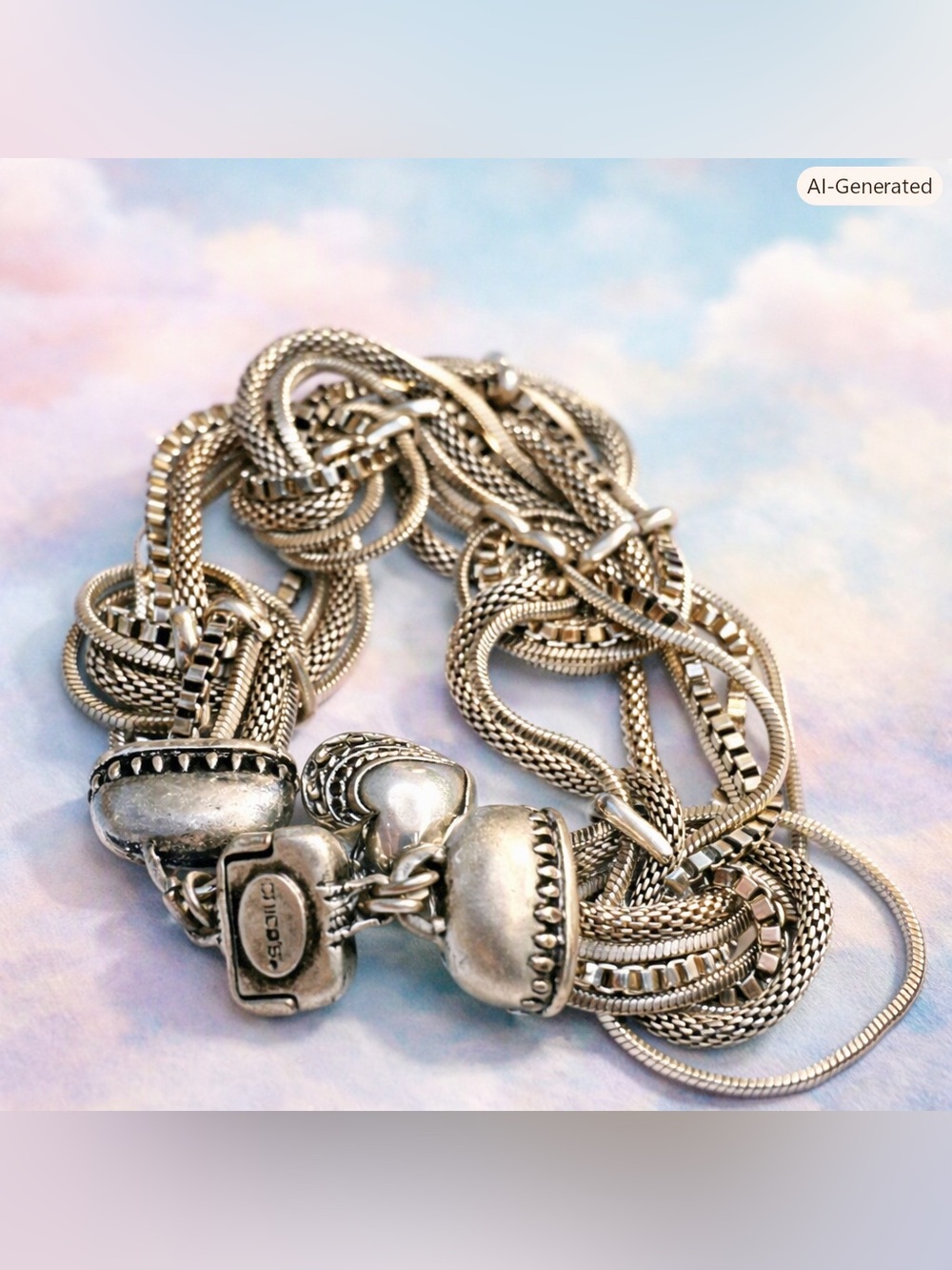 Funky mixed metals heart bracelet from Chicos
